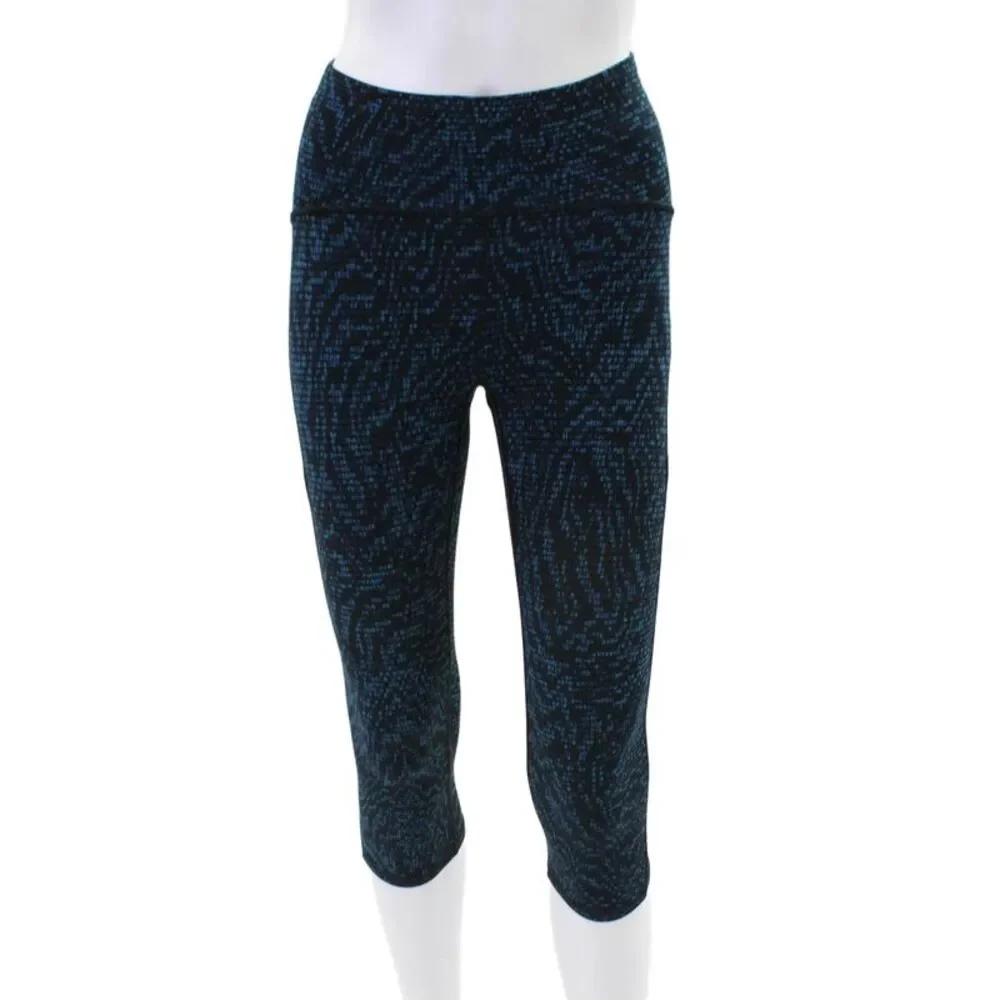 Lululemon Womens Textured Lined High Waisted Crop Leggings Black Size XS